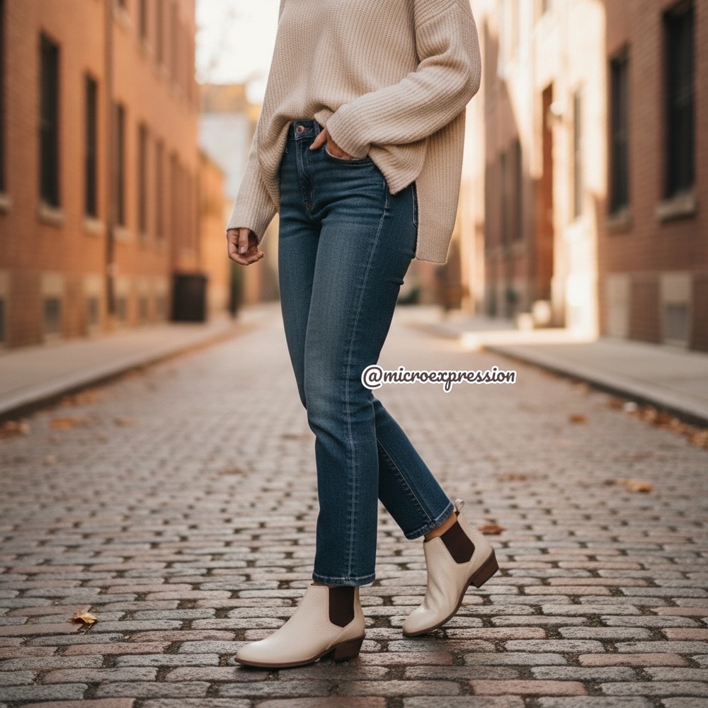 $368 Frye Carson Chelsea Ivory White Real Leather Low Heel Pull On Ankle Boot - Picture 5 of 13